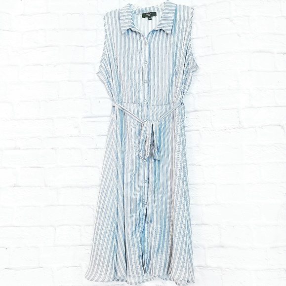 NAÏF Dresses & Skirts - *HP* Collared button-up Blue Stripe Shirt Dress